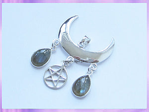 WMB1 Wiccan Moon Blessings Pendant with Pentagram - VRS