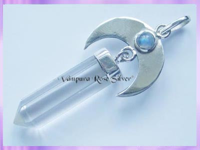 12105 Crescent Moon Crystal Pendant with Moonstone - *PREORDER *