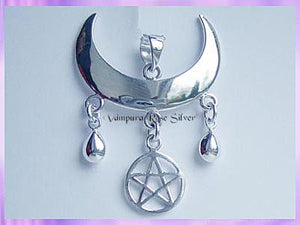 WMB1 Wiccan Moon Blessings Pendant with Pentagram - VRS