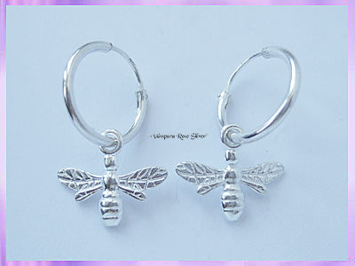 CHA82H Bee Hoop Earrings