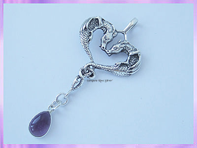 N1552 Gemstone Dragon Heart Pendant - Choose From 6 Gemstones -VRS