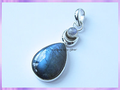 P189 Labradorite & Rainbow Moonstone Lunar Goddess Pendant - VRS