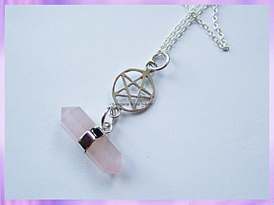 RS22PN Rose Quartz and Pentagram Necklace - VRS