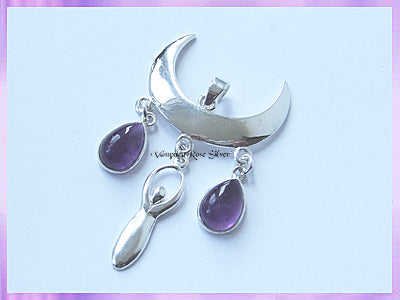 WMB3 Goddess Wiccan Moon Pendant - Choose from 11 Gemstones - VRS