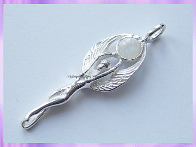 130-49 Winged Goddess Pendant - Rainbow Moonstone