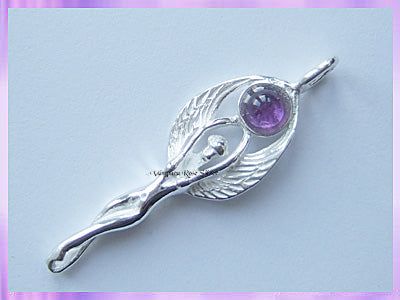 130-50 Winged Goddess Pendant - Amethyst