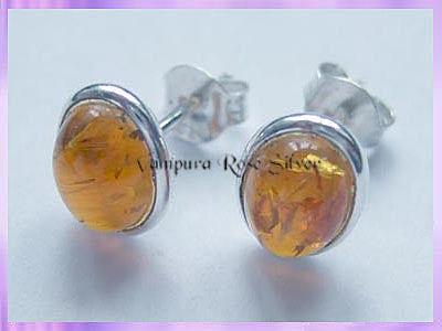 ST1 Stud Earrings - Amber - Oval