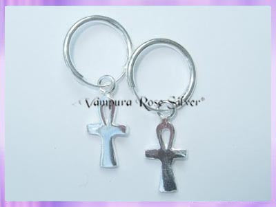 CHA35H2 Ankh Hoop Earrings (Pair)