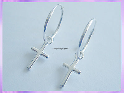 CHA81H2 Cross Earrings - Hoops
