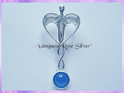 HA9 Blue Agate Healing Angel Pendant