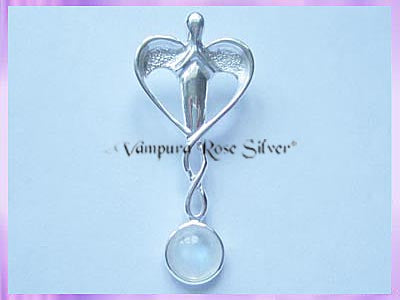 HA11 Rainbow Moonstone Healing Angel Pendant