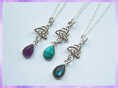 NO3C Triquetra and Gemstone Necklace - Choose Your Gem -VRS