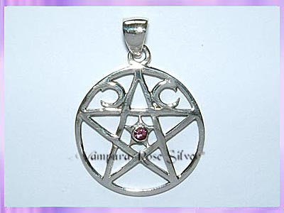 PC491 Triple Moon Pentagram Pendant - Amethyst - PREORDER ONLY