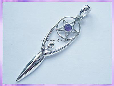 PG1 Amethyst Pentagram Goddess Pendant (Large)