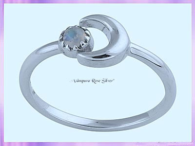 RS23 Rainbow Moonstone Crescent Moon Ring