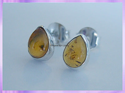 ST3 Stud Earrings - Amber - Teardrop