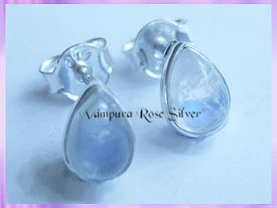 ST3 Stud Earrings - Rainbow Moonstone - Teardrop