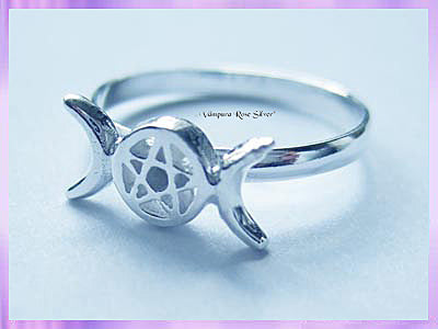 STR12 Triple Moon Pentagram Ring - Stackable - VRS
