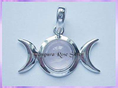 TMP4 Rose Quartz Triple Moon Pendant