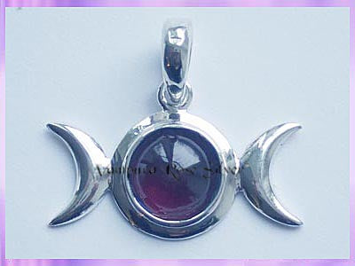 TMP6 Garnet Triple Moon Pendant