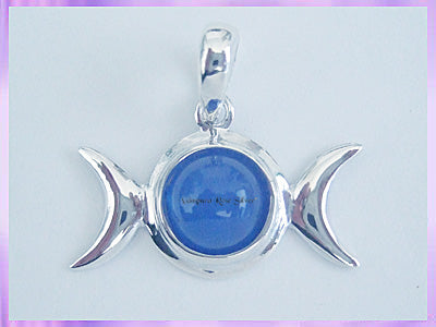 TMP8 Blue Agate Triple Moon Pendant