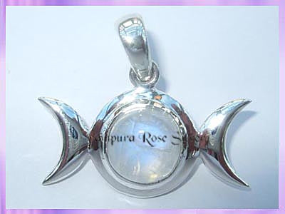 TMP1 Rainbow Moonstone Triple Moon Pendant