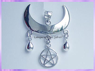 WMB1 Wiccan Moon Blessings Pendant with Pentagram - VRS