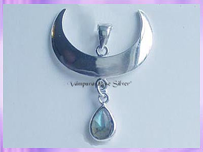 WMB2 Crescent Moon Pendant - Labradorite - VRS